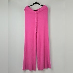 Gianni Bini Fuzzy Pink Rib Knit Drawstring Waist Extra Long Lounge Pants Sz:XL